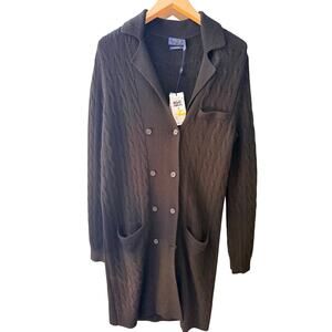 Polo Ralph Lauren Cashmere Sweater Coat Black Cable Knit M NWT Retail: $598